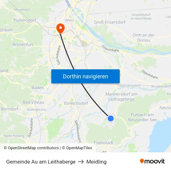 Gemeinde Au am Leithaberge to Meidling map
