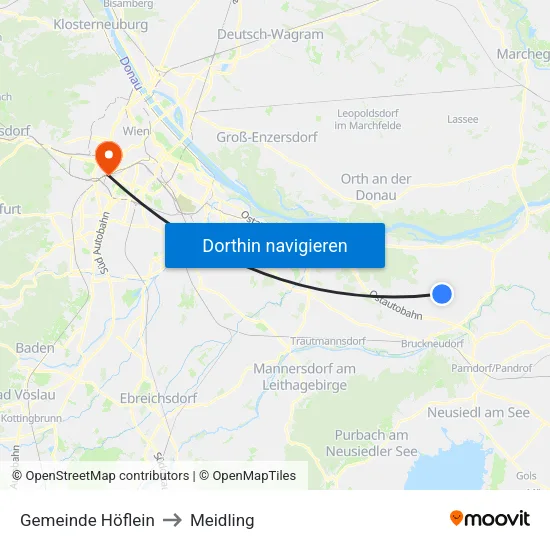 Gemeinde Höflein to Meidling map
