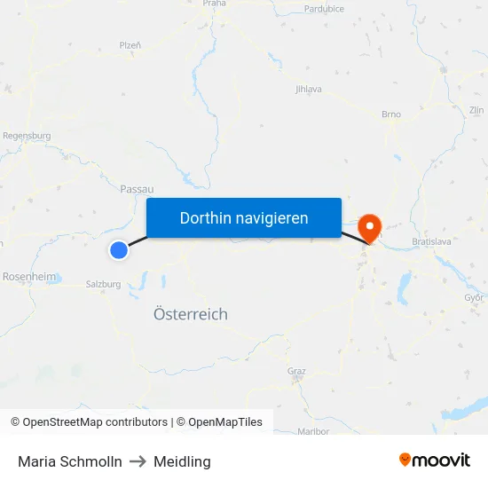 Maria Schmolln to Meidling map