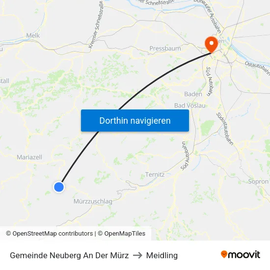 Gemeinde Neuberg An Der Mürz to Meidling map