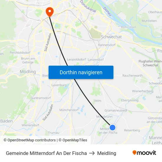 Gemeinde Mitterndorf An Der Fischa to Meidling map