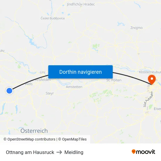 Ottnang am Hausruck to Meidling map