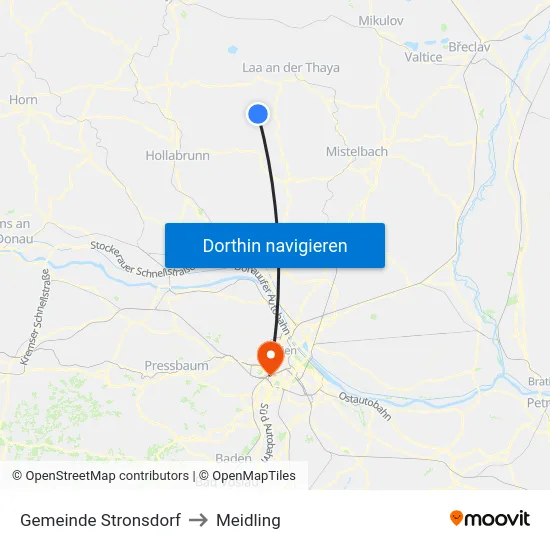 Gemeinde Stronsdorf to Meidling map