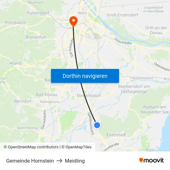 Gemeinde Hornstein to Meidling map