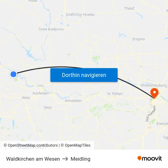 Waldkirchen am Wesen to Meidling map