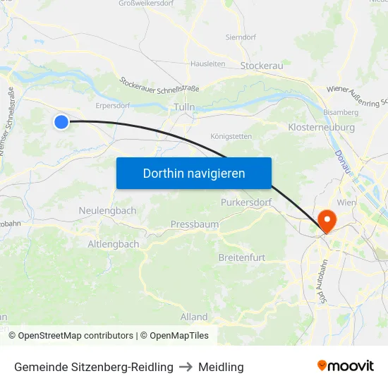 Gemeinde Sitzenberg-Reidling to Meidling map