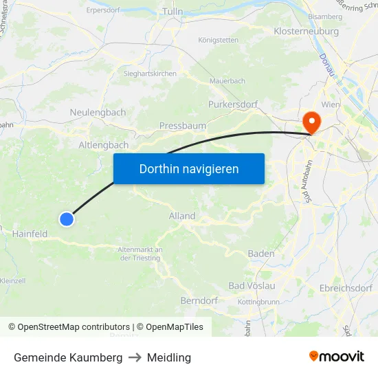 Gemeinde Kaumberg to Meidling map