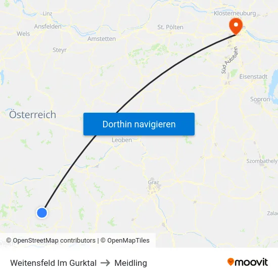 Weitensfeld Im Gurktal to Meidling map