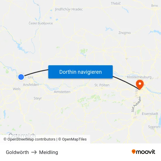 Goldwörth to Meidling map