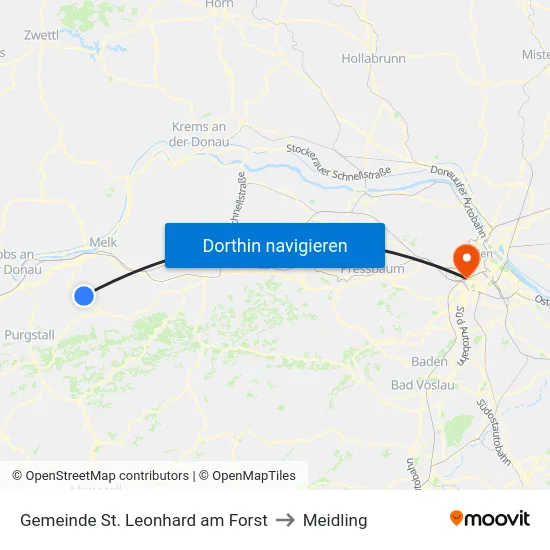 Gemeinde St. Leonhard am Forst to Meidling map