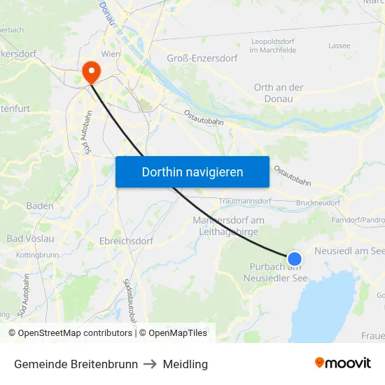 Gemeinde Breitenbrunn to Meidling map