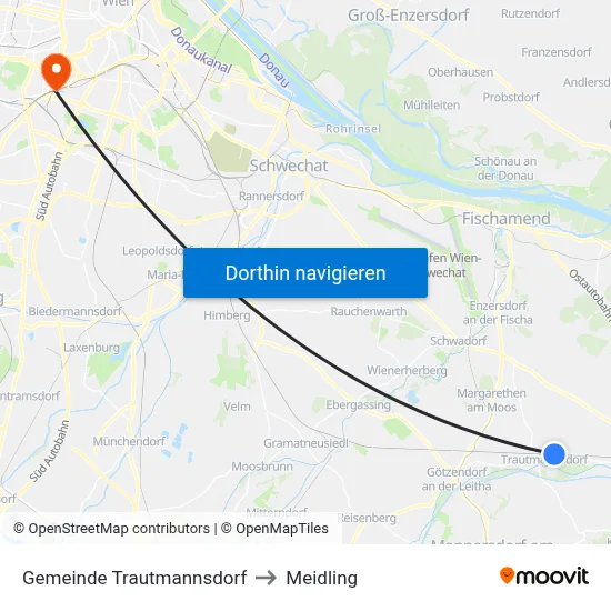 Gemeinde Trautmannsdorf to Meidling map