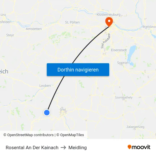 Rosental An Der Kainach to Meidling map