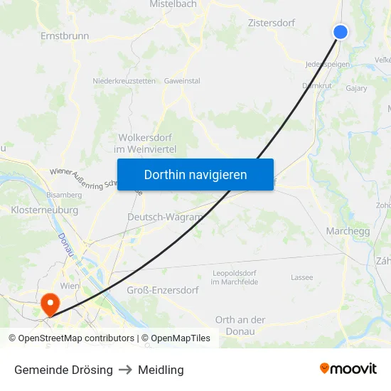 Gemeinde Drösing to Meidling map