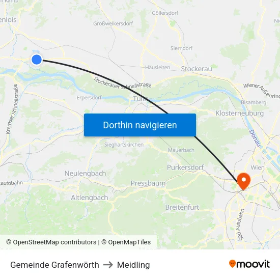 Gemeinde Grafenwörth to Meidling map
