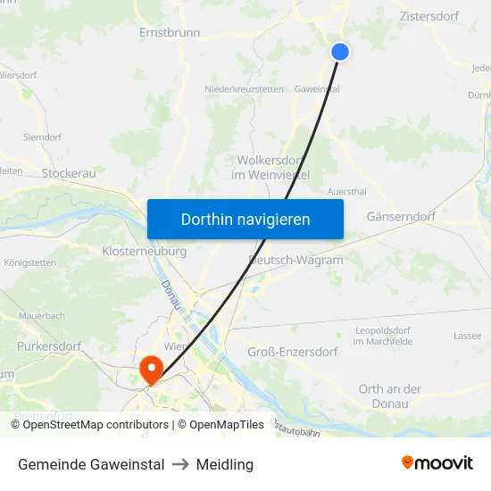 Gemeinde Gaweinstal to Meidling map