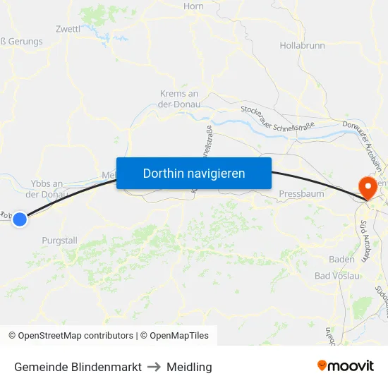 Gemeinde Blindenmarkt to Meidling map