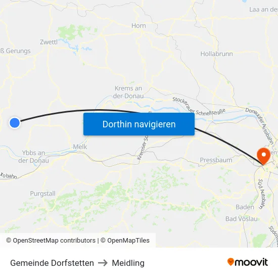 Gemeinde Dorfstetten to Meidling map