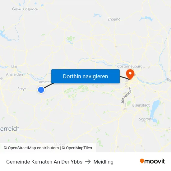 Gemeinde Kematen An Der Ybbs to Meidling map