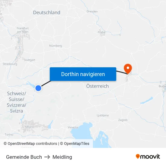 Gemeinde Buch to Meidling map