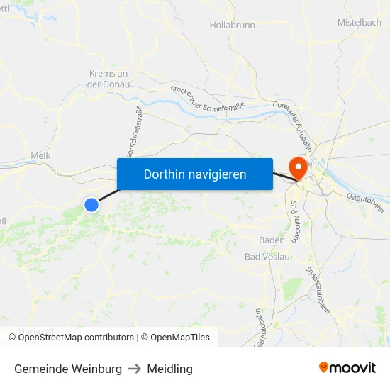 Gemeinde Weinburg to Meidling map