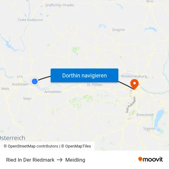 Ried In Der Riedmark to Meidling map