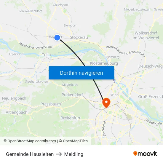 Gemeinde Hausleiten to Meidling map