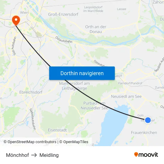 Mönchhof to Meidling map