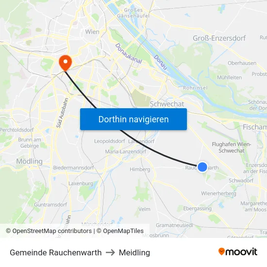 Gemeinde Rauchenwarth to Meidling map