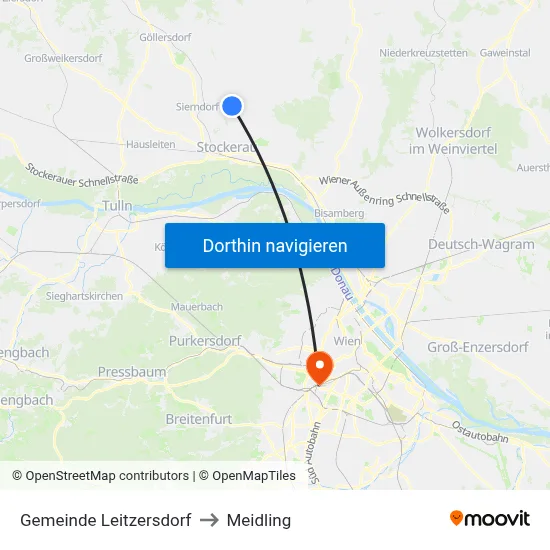 Gemeinde Leitzersdorf to Meidling map