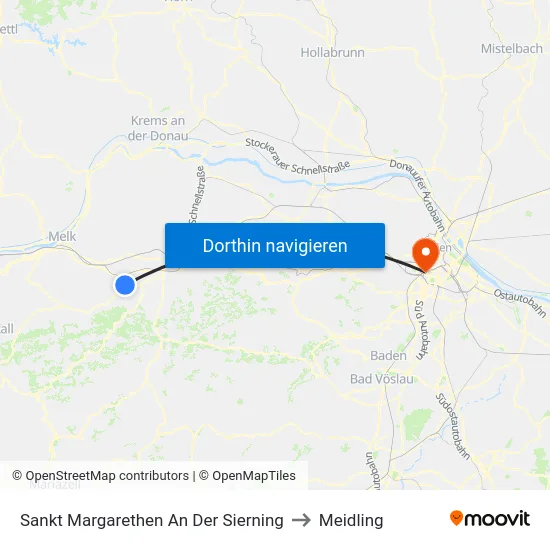 Sankt Margarethen An Der Sierning to Meidling map