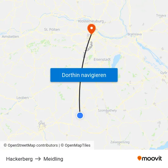 Hackerberg to Meidling map