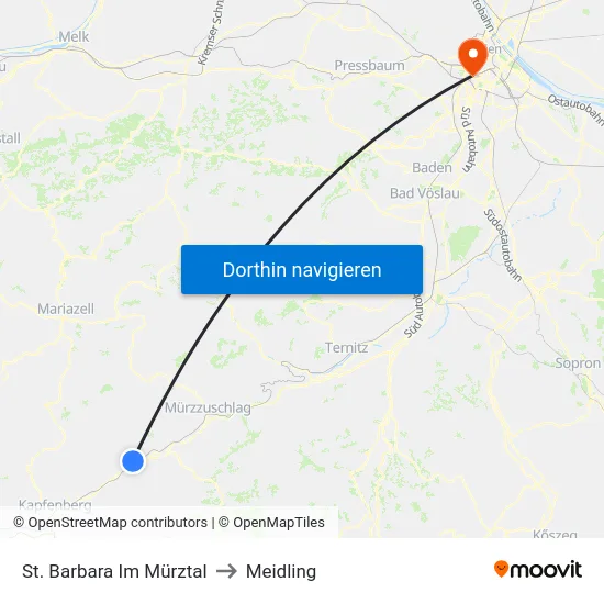 St. Barbara Im Mürztal to Meidling map