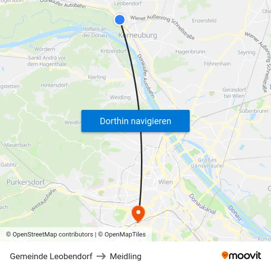 Gemeinde Leobendorf to Meidling map