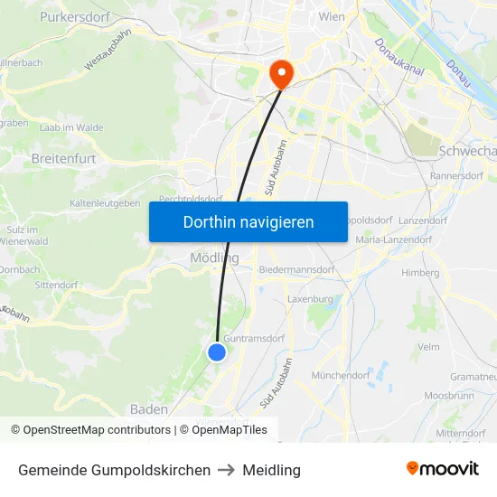 Gemeinde Gumpoldskirchen to Meidling map