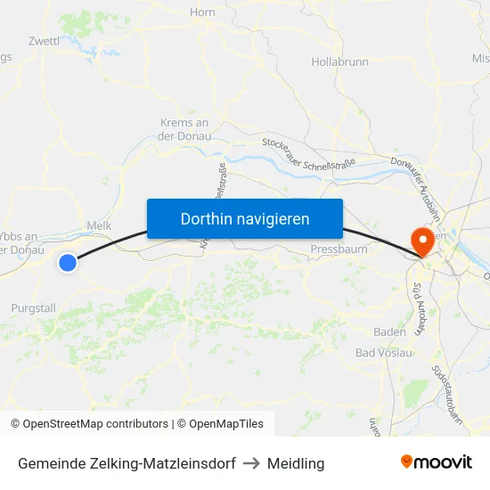 Gemeinde Zelking-Matzleinsdorf to Meidling map