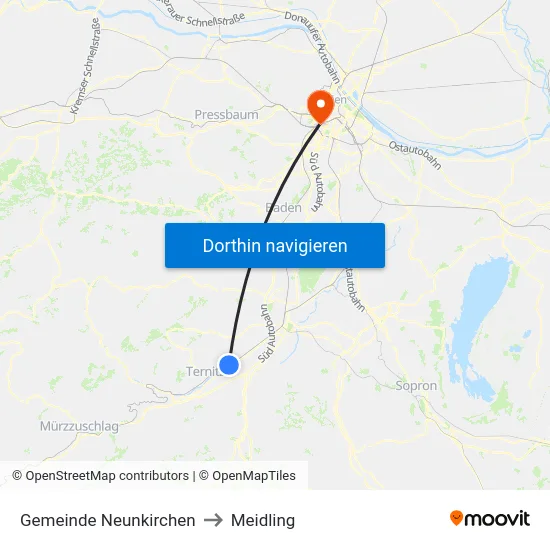 Gemeinde Neunkirchen to Meidling map