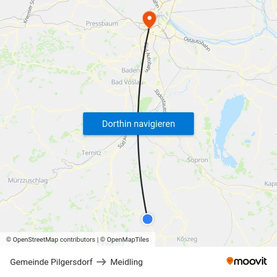 Gemeinde Pilgersdorf to Meidling map