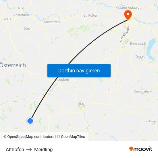 Althofen to Meidling map