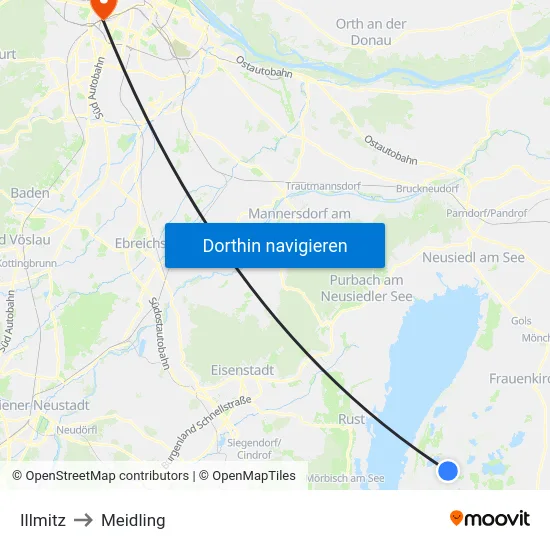 Illmitz to Meidling map