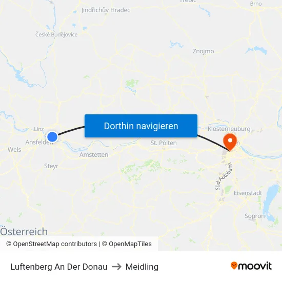 Luftenberg An Der Donau to Meidling map