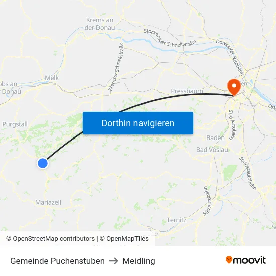 Gemeinde Puchenstuben to Meidling map