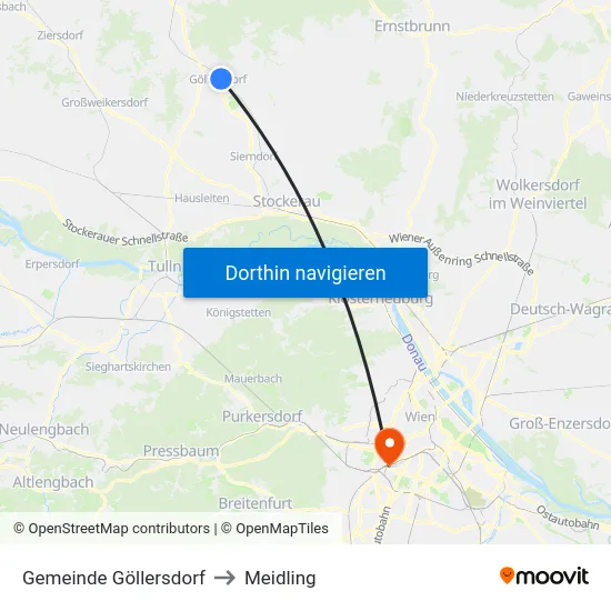 Gemeinde Göllersdorf to Meidling map