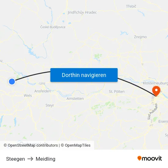 Steegen to Meidling map