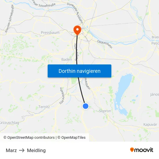 Marz to Meidling map