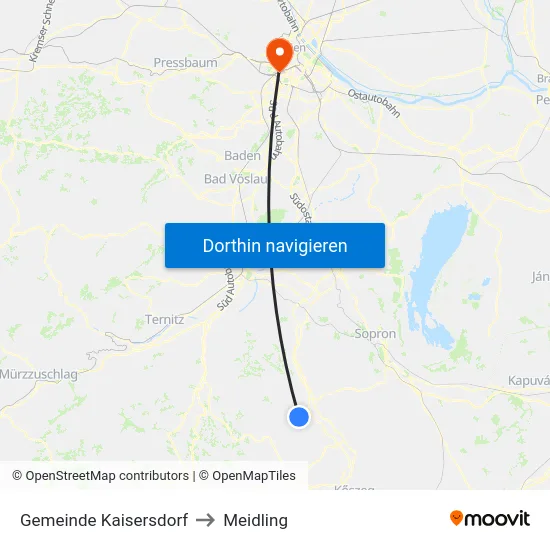 Gemeinde Kaisersdorf to Meidling map