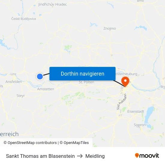 Sankt Thomas am Blasenstein to Meidling map
