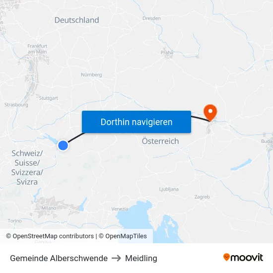 Gemeinde Alberschwende to Meidling map
