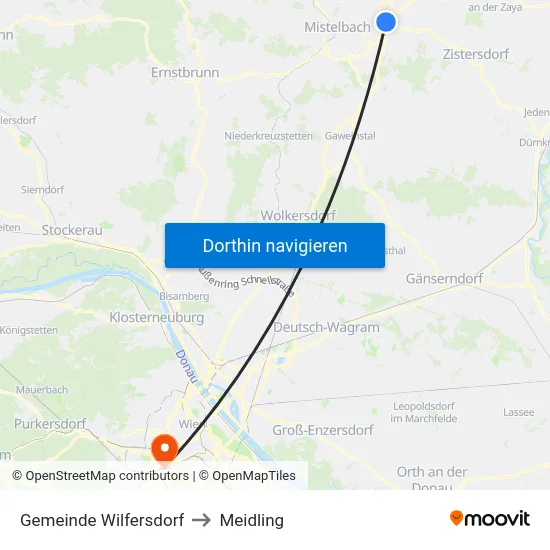 Gemeinde Wilfersdorf to Meidling map