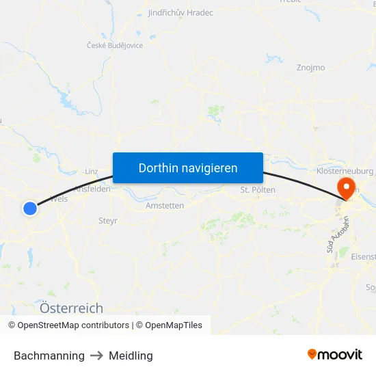 Bachmanning to Meidling map